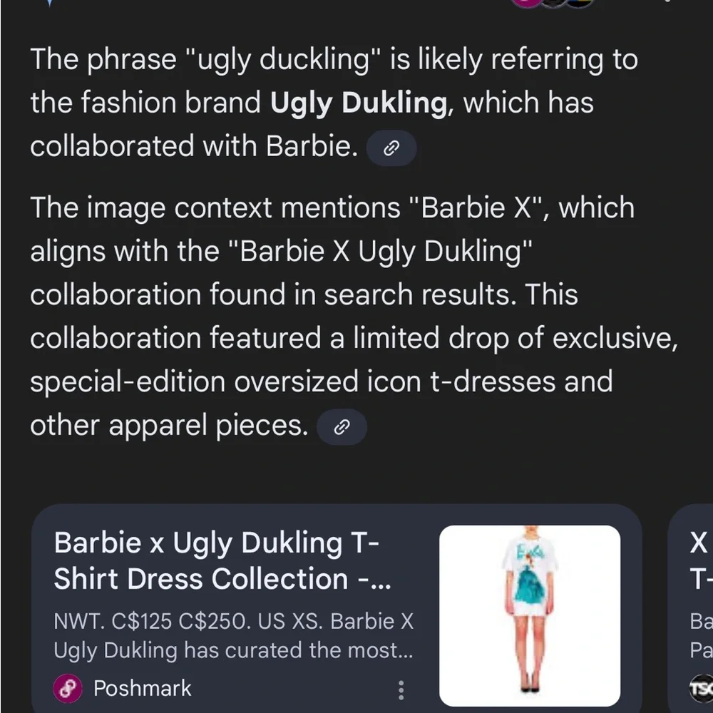 Barbie x ugly duckling blueish green t shirt dress NWT xs - Picture 3 of 4